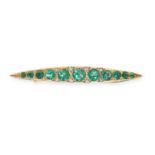 AN ANTIQUE GREEN PASTE AND DIAMOND BROOCH designed as a lozenge, set with round cut green paste