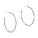 TIFFANY & CO., A PAIR OF DIAMOND HOOP EARRINGS in 18ct white gold, designed as a hoop, set with