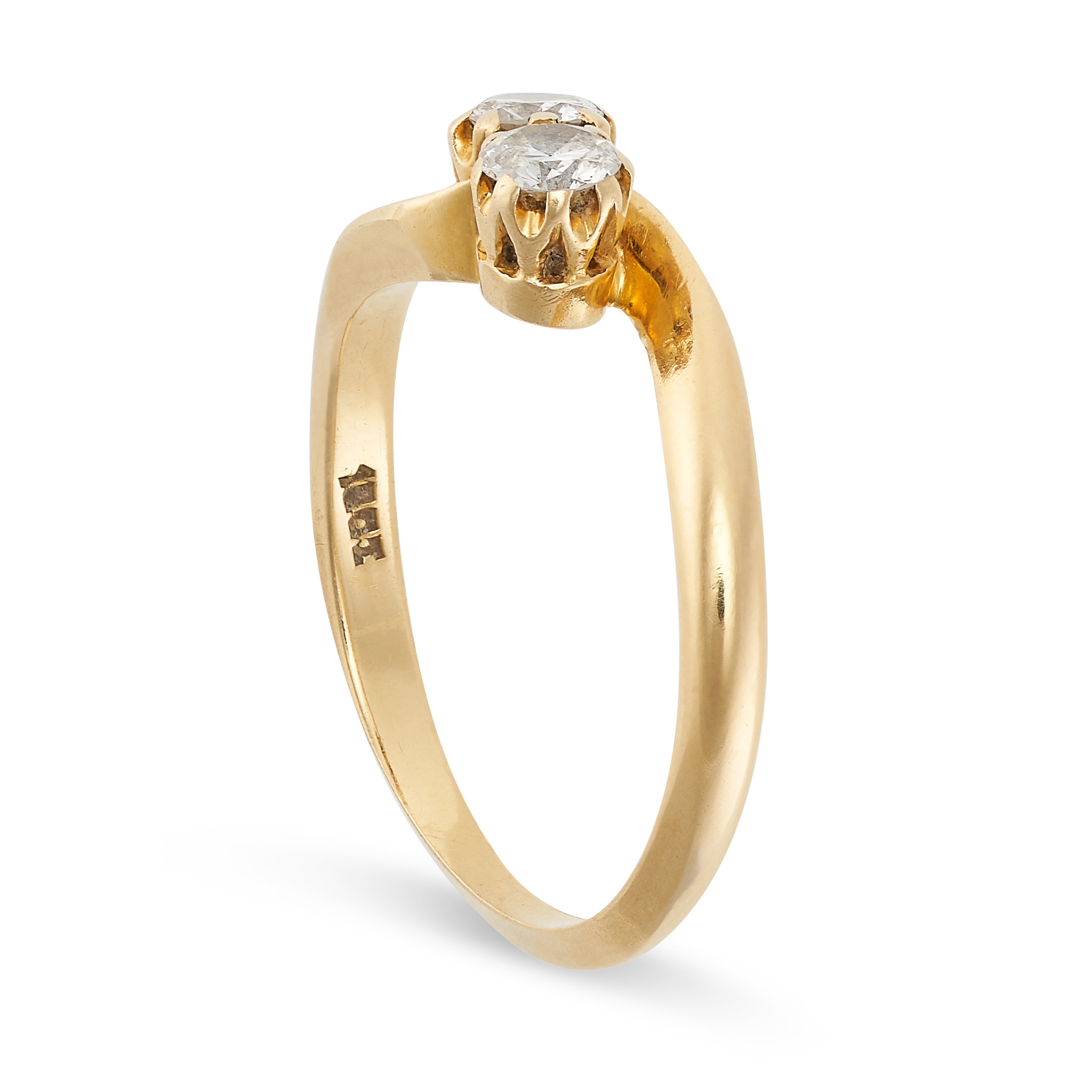 NO RESERVE - A DIAMOND TOI ET MOI RING in 18ct yellow gold, set with two round brilliant cut - Image 2 of 2