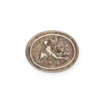 NO RESERVE - A SILVER CAMEO depicting Cupid riding a dolphin, 1.9cm, 4.6g.