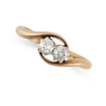 NO RESERVE - A DIAMOND TOI ET MOI RING, EARLY 20TH CENTURY in 18ct yellow gold and platinum, set