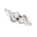 NO RESERVE - A DIAMOND TOI ET MOI RING in platinum, set with two round brilliant cut diamonds,