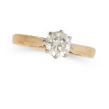 A SOLITAIRE DIAMOND RING in 18ct yellow gold, set with a round brilliant cut diamond of 0.50 carats,