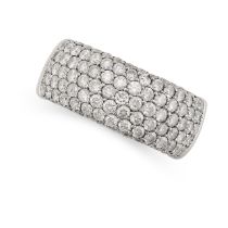 A DIAMOND HALF ETERNITY RING in 18ct white gold, set with five rows of pave set round brilliant