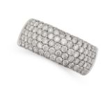 A DIAMOND HALF ETERNITY RING in 18ct white gold, set with five rows of pave set round brilliant