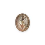 NO RESERVE - A SILVER INTAGLIO depicting Cupid floating in a shell, 1.5cm, 2.0g.
