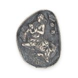 NO RESERVE - A SILVER CAMEO depicting a young centaur suckling its mother, 2.7cm, 12.9g.