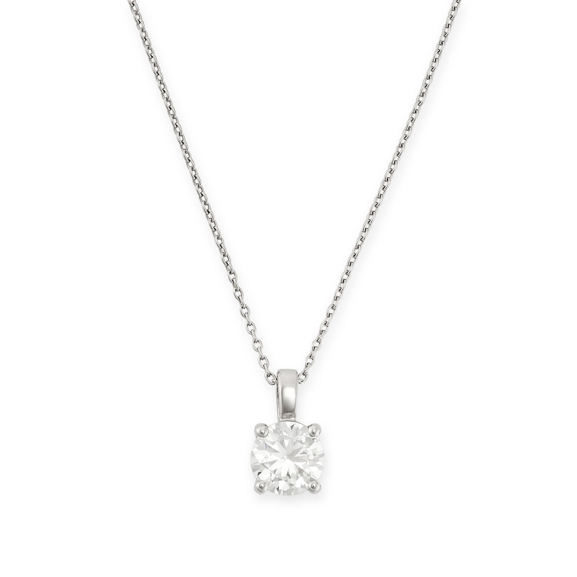 A SOLITAIRE DIAMOND PENDANT NECKLACE the pendant set with a round brilliant cut diamond of 0.70