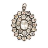 AN ANTIQUE PASTE PENDANT set with a cushion cut paste within concentric borders of old cut paste