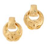 CHANEL, A PAIR OF VINTAGE CC HOOP EARRINGS each in quilted design with two interlocking C motifs,