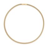 A GOLD COLLAR NECKLACE in 18ct yellow gold, designed as a woven gold collar, stamped 750, 44.5cm,