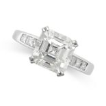 A DIAMOND SOLITAIRE ENGAGEMENT RING in 18ct white gold, set with an Asscher cut diamond of 2.98