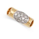 A VINTAGE DIAMOND RING in yellow and white gold, pave set over the top with single cut diamonds,