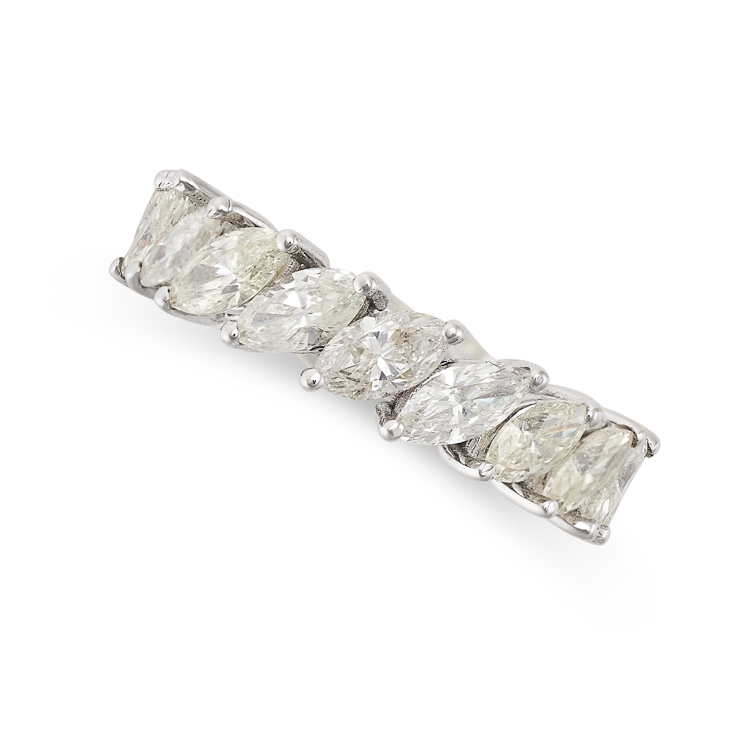 A DIAMOND ETERNITY RING set all round with a row of marquise cut diamonds all totalling 4.5-4.6