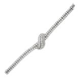 A VINTAGE DIAMOND BRACELET, 1940S in platinum, comprising two rows of round brilliant cut diamonds