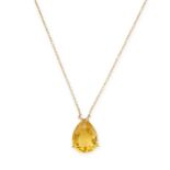 A HELIODOR PENDANT NECKLACE in 18ct yellow gold, set with a pear cut heliodor of 3.72 carats,