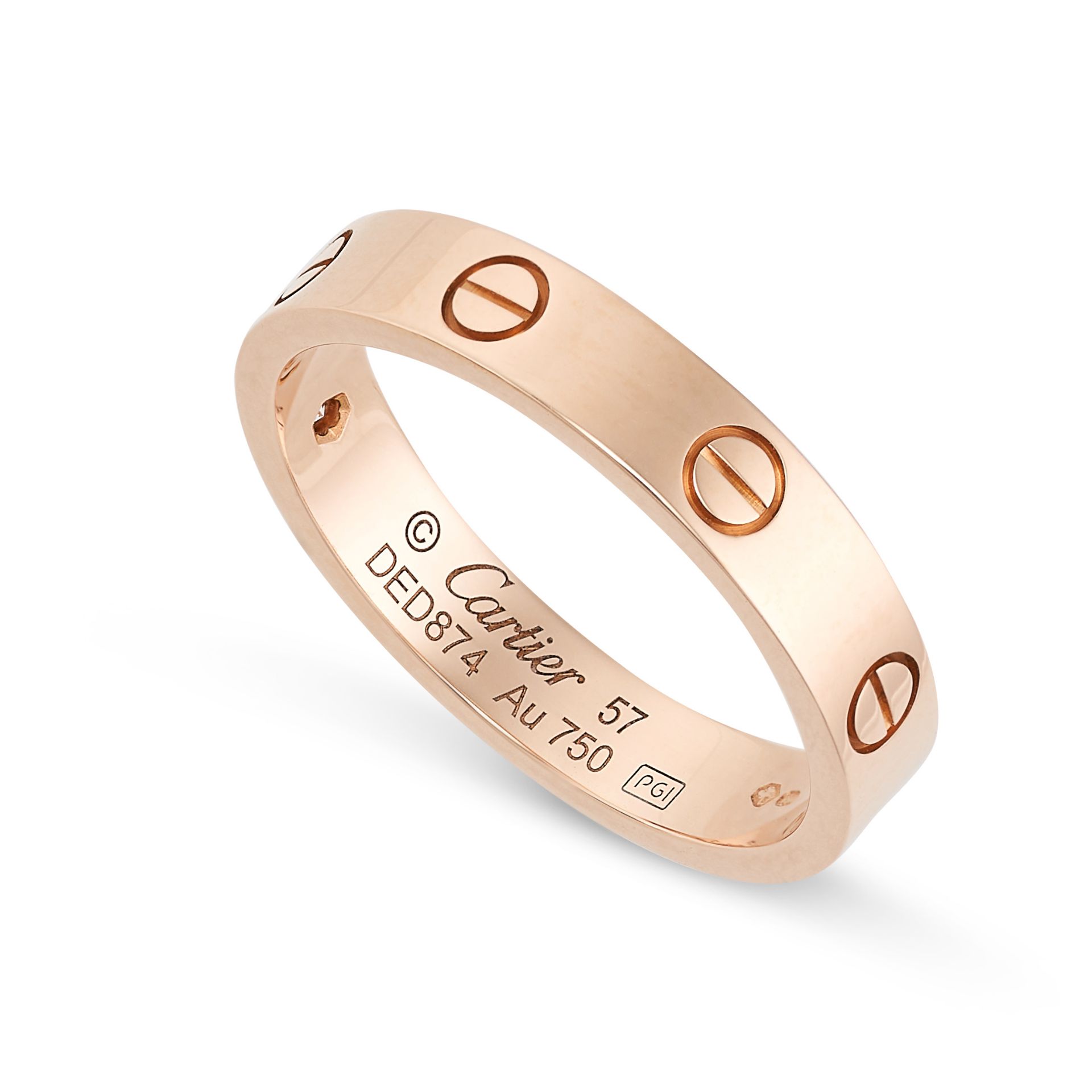 CARTIER, A DIAMOND LOVE RING in 18ct rose gold, one of the screw motifs set with a round brilliant - Bild 2 aus 2