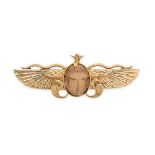 AN ANTIQUE EGYPTIAN REVIVAL SCARAB BEETLE BROOCH in yellow gold, set with a scarab beetle accented