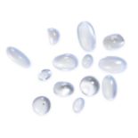 A MIXED LOT OF UNMOUNTED MOONSTONES various cuts and shaped including round and oval cabochon, total