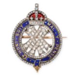 AN ANTIQUE DIAMOND AND ENAMEL ROYAL PRESENTATION BROOCH, EARLY 20th CENTURY depicting Queen