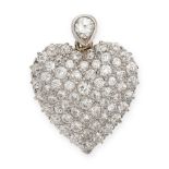 AN ANTIQUE DIAMOND HEART PENDANT in yellow gold, the pendant designed as a heart pave set with old