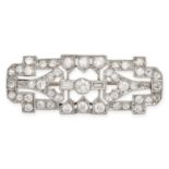 AN ANTIQUE ART DECO DIAMOND BROOCH in platinum, the brooch set with old cut diamonds in a