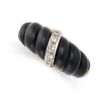 LALAOUNIS, AN ONYX AND DIAMOND RING in 18ct yellow gold, the ring set with polished black onyx