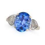 BOODLES, A SAPPHIRE AND DIAMOND RING in 18ct yellow gold, set with an oval cut sapphire of