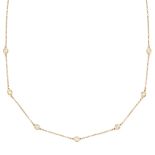 A DIAMOND CHAIN NECKLACE in 18ct yellow gold, set with seven round cut diamonds, stamped 750, 42.