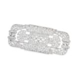 AN ART DECO DIAMOND BROOCH in platinum, the geometric design set throughout with old cut and