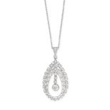 A BELLE EPOQUE STYLE DIAMOND PENDANT AND CHAIN in 18ct white gold, the pendant set with round