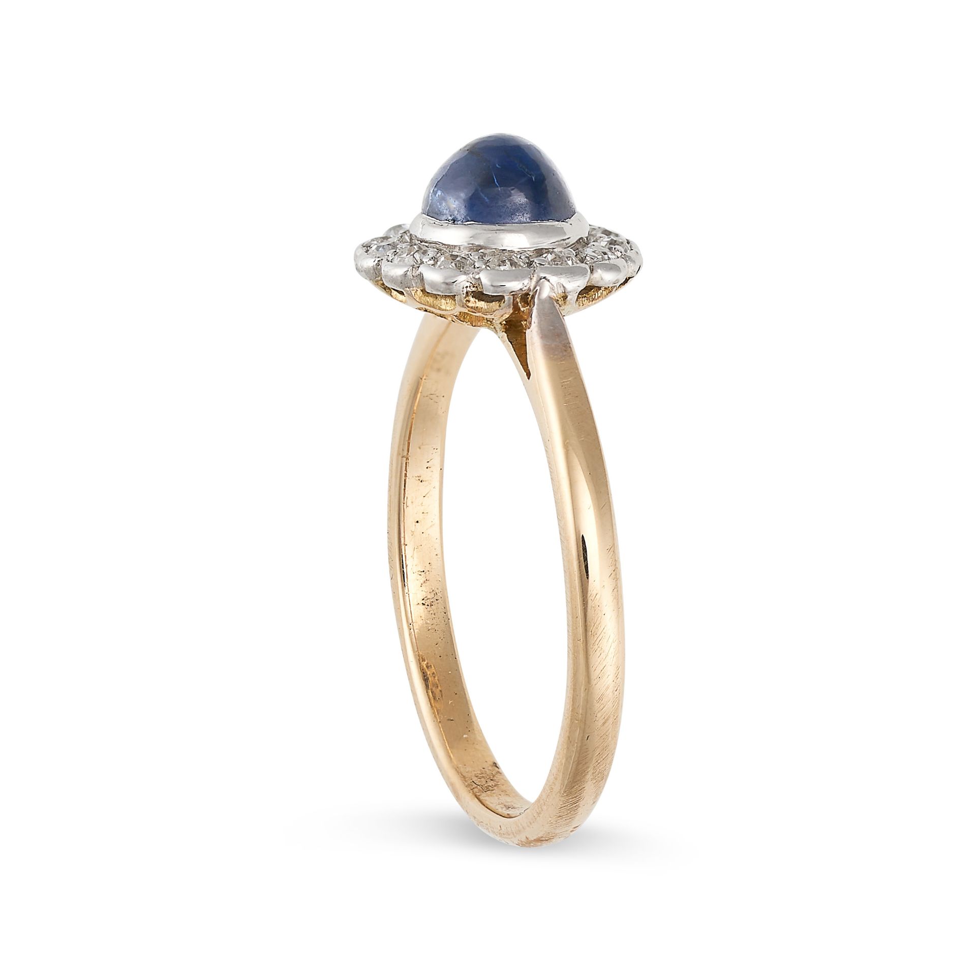 A SAPPHIRE AND DIAMOND CLUSTER DRESS RING in 18ct yellow gold and platinum, set with a round - Image 2 of 2