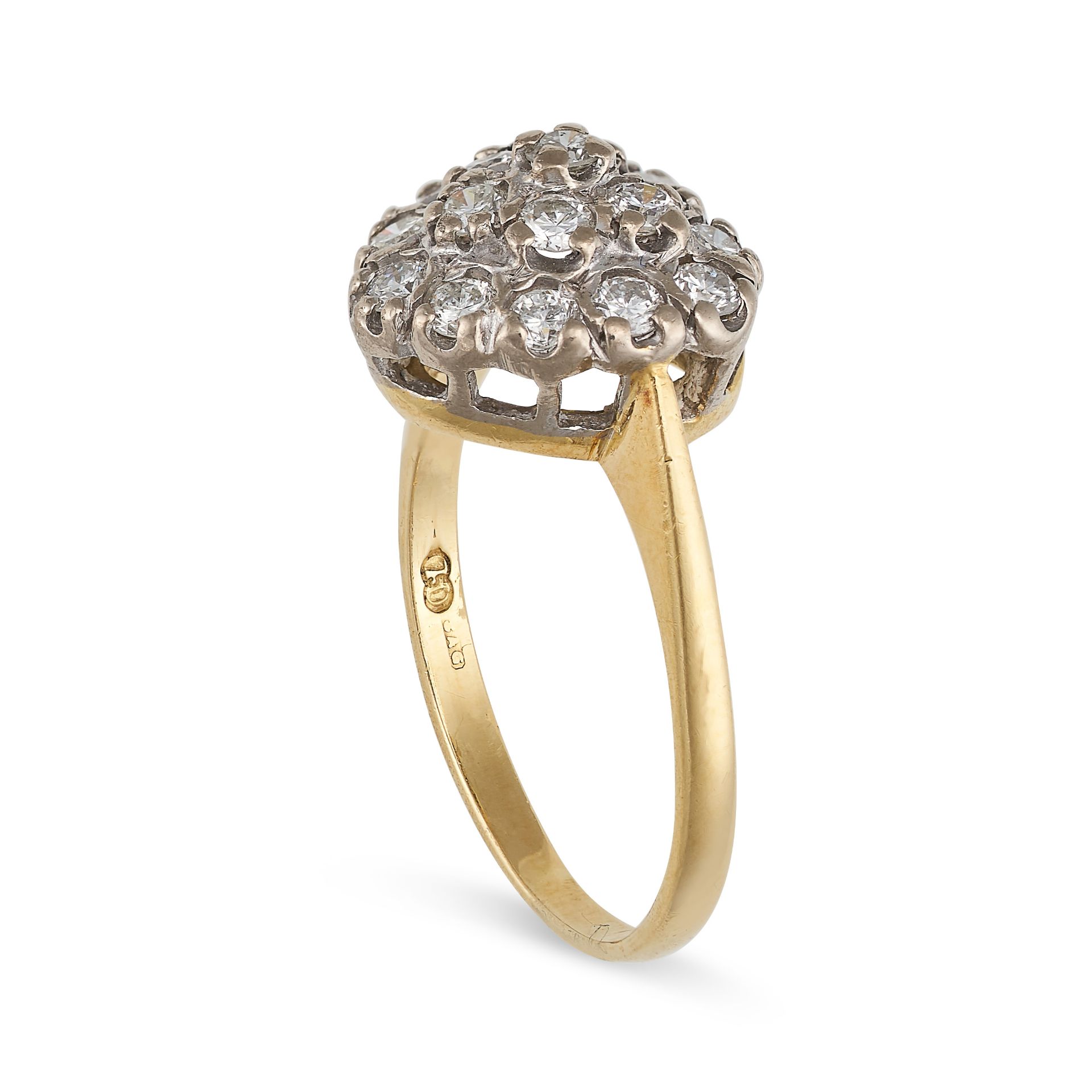 A DIAMOND CLUSTER HEART RING in 18ct yellow gold, the heart shaped face set with round cut diamonds, - Image 2 of 2