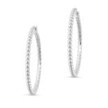 VAN CLEEF & ARPELS, A PAIR OF PERLEE HOOP EARRINGS in 18ct white gold, each comprising a row of