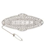 A FRENCH ART DECO DIAMOND BROOCH in 18ct white gold, set with five principal old European cut