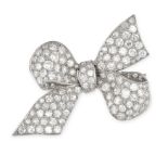 A VINTAGE DIAMOND BOW BROOCH in platinum and 18ct white gold, designed as a ribbon tied as a bow,