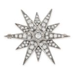 A VINTAGE DIAMOND STAR BROOCH in white gold, designed as a twelve rayed star set throughout with