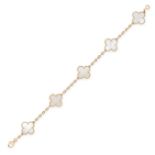 VAN CLEEF & ARPELS, A MOTHER OF PEARL ALHAMBRA BRACELET in 18ct yellow gold, comprising five