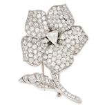 BOUCHERON, A FINE DIAMOND FLOWER BROOCH in 18ct white gold, designed as a five petaled flower set