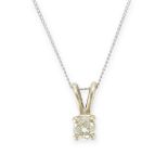 A SOLITAIRE DIAMOND PENDANT AND CHAIN in 9ct white gold, set with an old cut diamond of 0.26 carats,