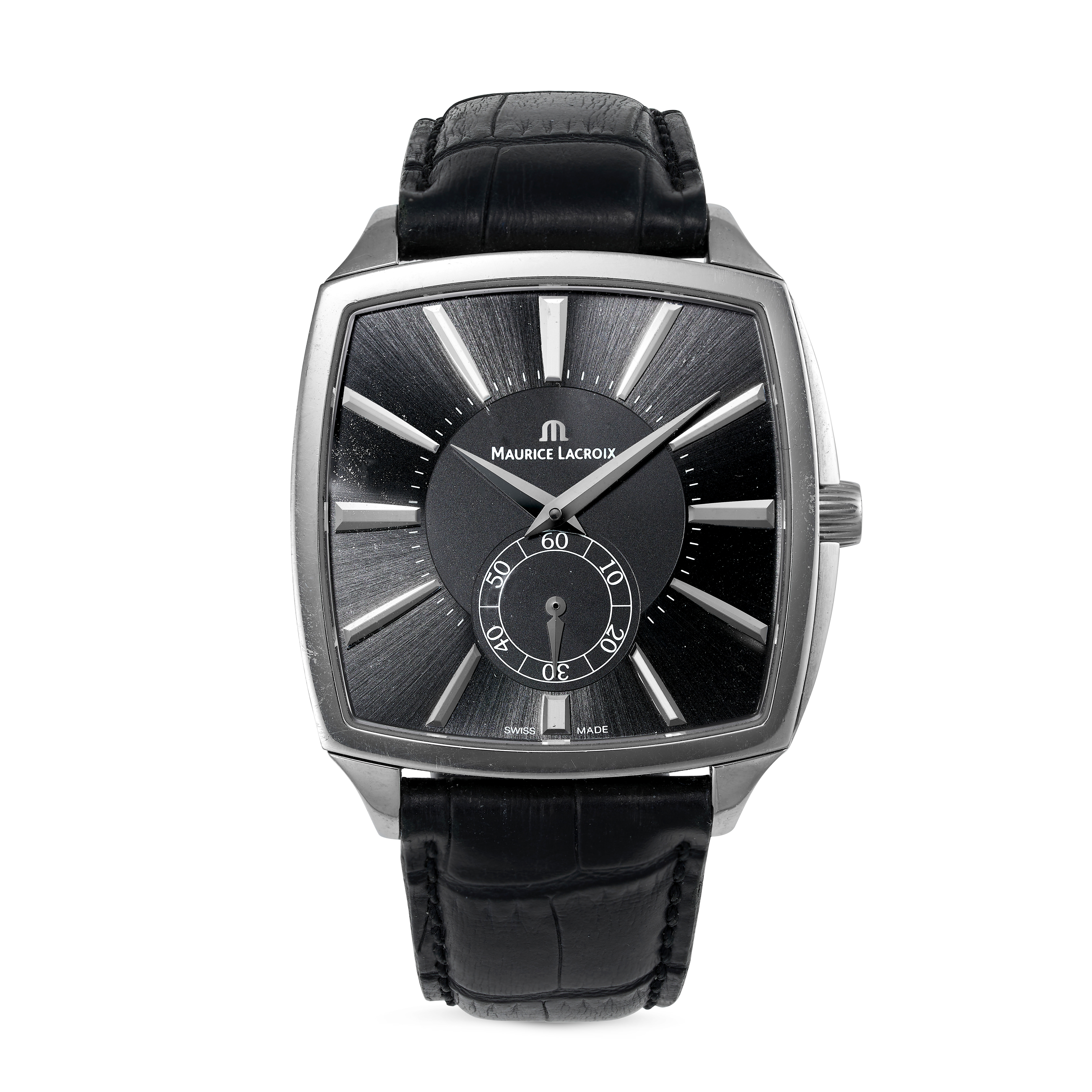 MAURICE LACROIX, A MIROS COUSSIN WRISTWATCH, REF MI7007, in stainless steel, cushion shape case,
