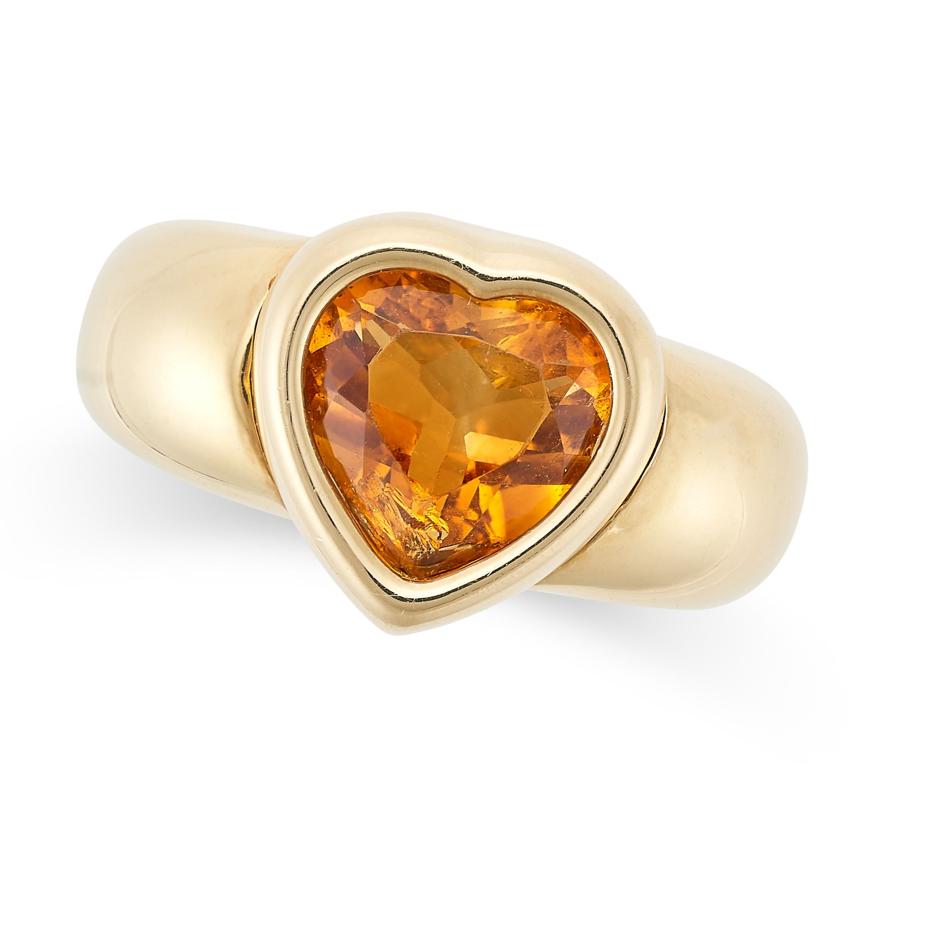 PIAGET, A CITRINE HEART RING in 18ct yellow gold, set with a heart shaped citrine, signed Piaget and