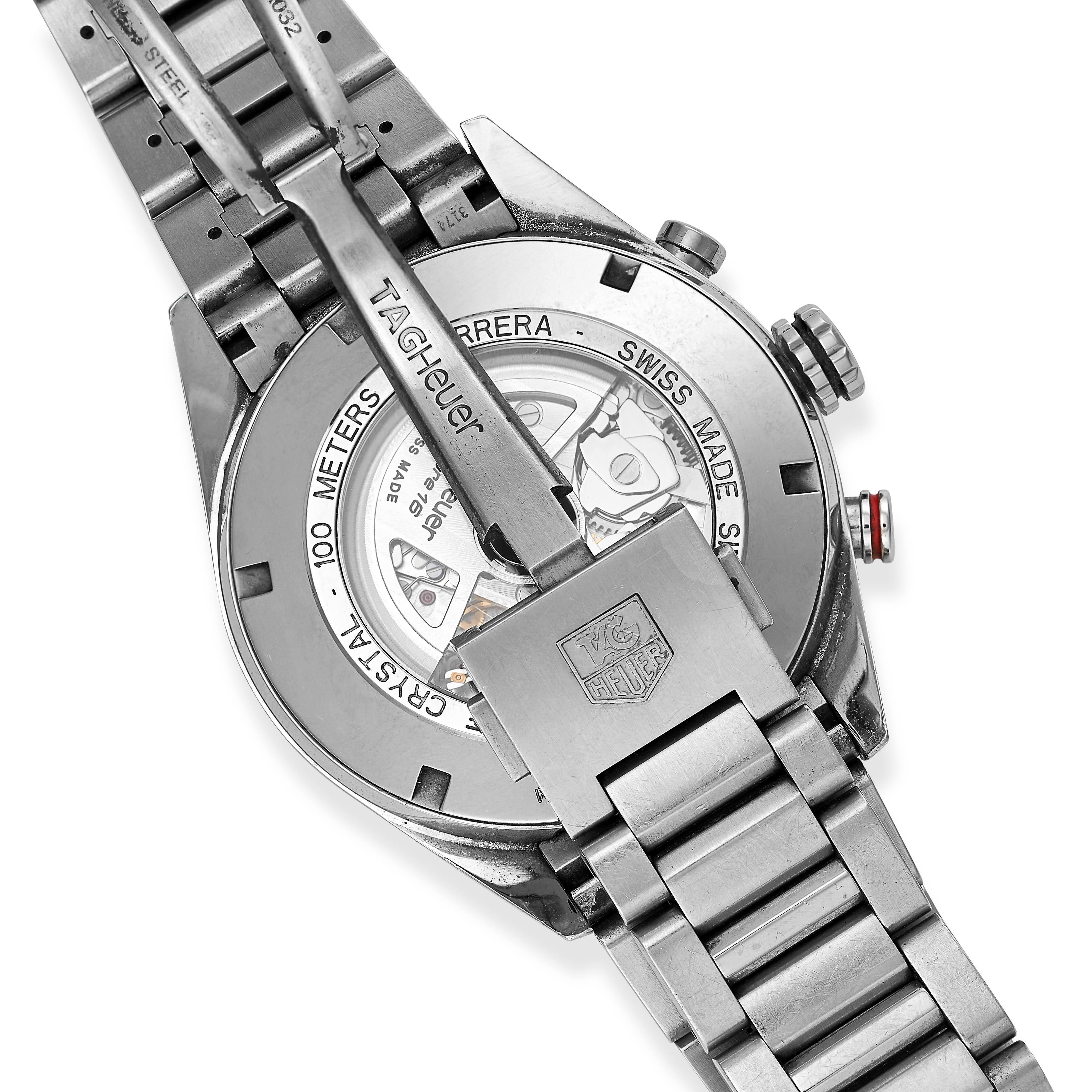 TAG HEUER, A CARRERA CALIBRE 16 CHRONOGRAPH WRISTWATCH in stainless steel, with black dial, silver - Bild 2 aus 3