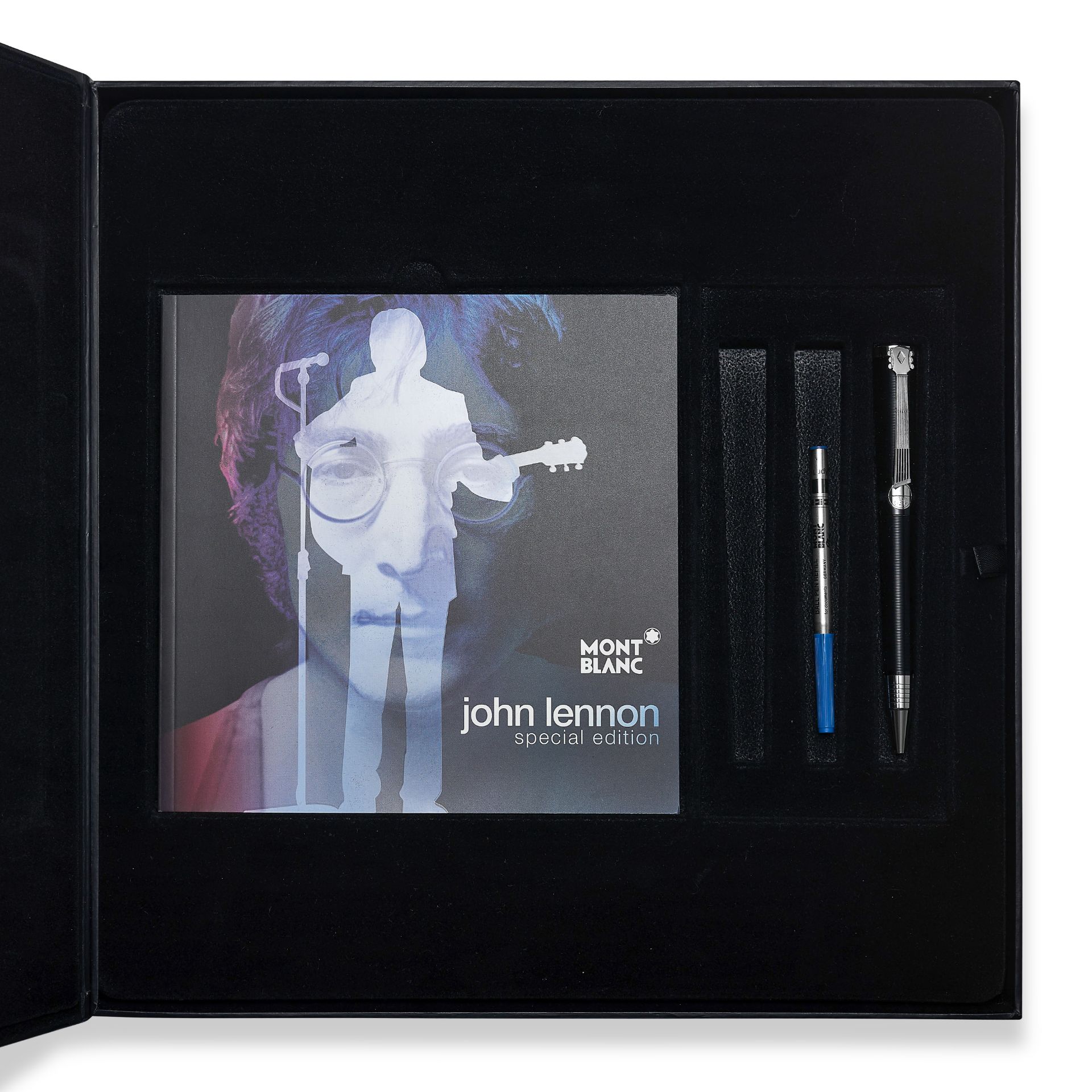 MONT BLANC, A LIMITED EDITION JOHN LENNON BALL POINT PEN with a vinyl record design and guitar - Image 2 of 3