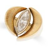 OFREY, A DIAMOND DRESS RING in 18ct yellow gold, set with a marquise cut diamond of approximately