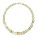 BAROCCHINI, A BERYL BEAD NECKLACE in 18ct yellow gold, comprising a single row of faceted green