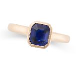 A BURMA NO HEAT SAPPHIRE RING in rose gold, set with an octagonal cut sapphire of 1.19 carats, no