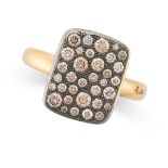 POMELLATO, A DIAMOND SABBIA RING in 18ct yellow gold, the cushion face pave set with round brilliant