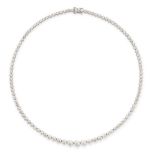 A 10.00 CARAT DIAMOND RIVIERE NECKLACE in 18ct white gold, set with a single row of graduated