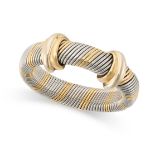 CARTIER, A VINTAGE OR ET ACIER RING in 18ct yellow gold and steel, comprising alternating sections